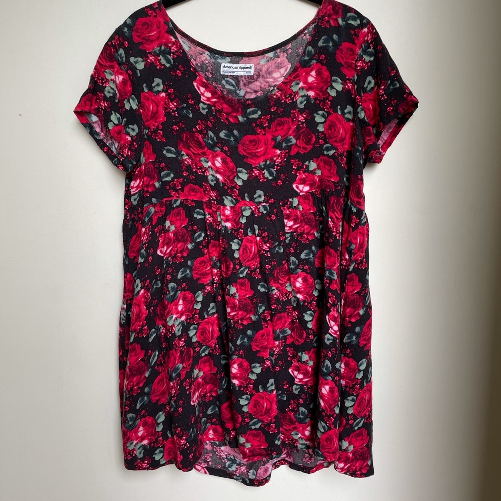 American apparel floral tshirt dress